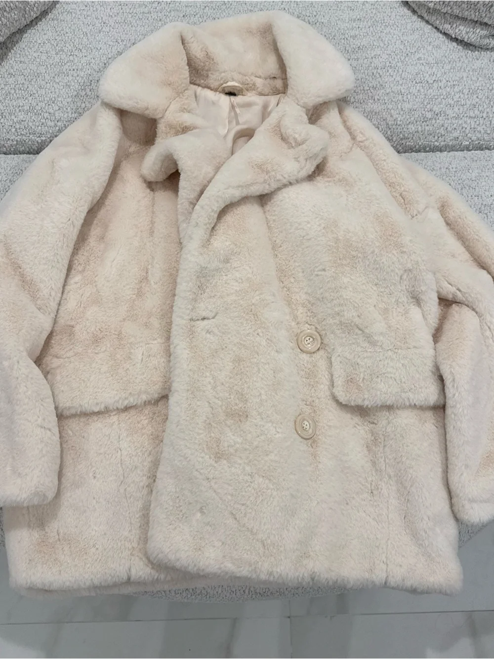 Free People Solid Kate Ivory Faux Fur Coat